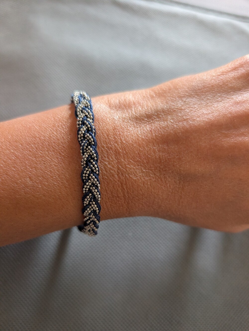 Navy and Silver Braided Bracelet - Women Accessories